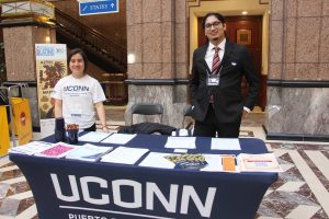 From left to right: Graduate Students Jhinia Garcia and Adrian Chavarria in UConn Latino Summit on Oct. 4, 2025
